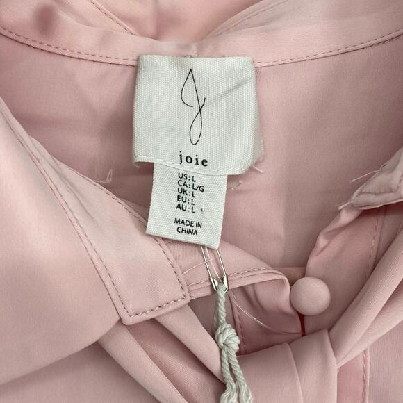 Joie Blouse Women’s Large Pink Blush Secretary Bow Feminine Silky Romantic - Picture 3 of 10